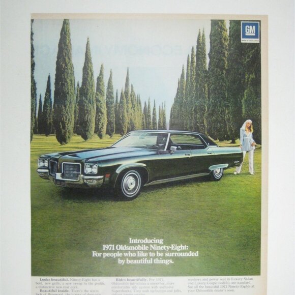 1971 Oldsmobile Ninety Eight Print Ad Vintage GM Advertisement Classic Car - Picture 2 of 2
